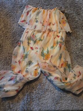 Floral Jumpsuit in Cream with Pastel Blooms